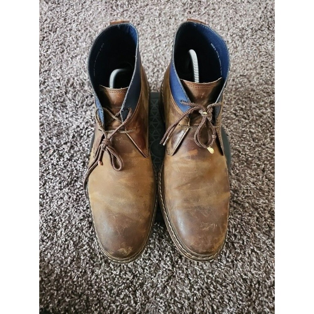 Cole Haan Two-Tone Chukka Distressed Leather Boots Shoes Brown Size 11.5 C11771